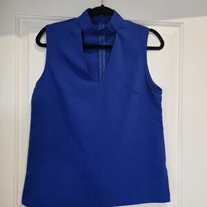Chic Royal Blue Sleeveless Blouse